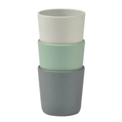 Béaba Beaba Silicone Anti Slip Cup 3pk Grey/Sage/Velvet Fashion