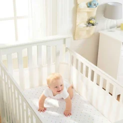 BreathableBaby Breathable Mesh Cot Liner - 4 Sides White New
