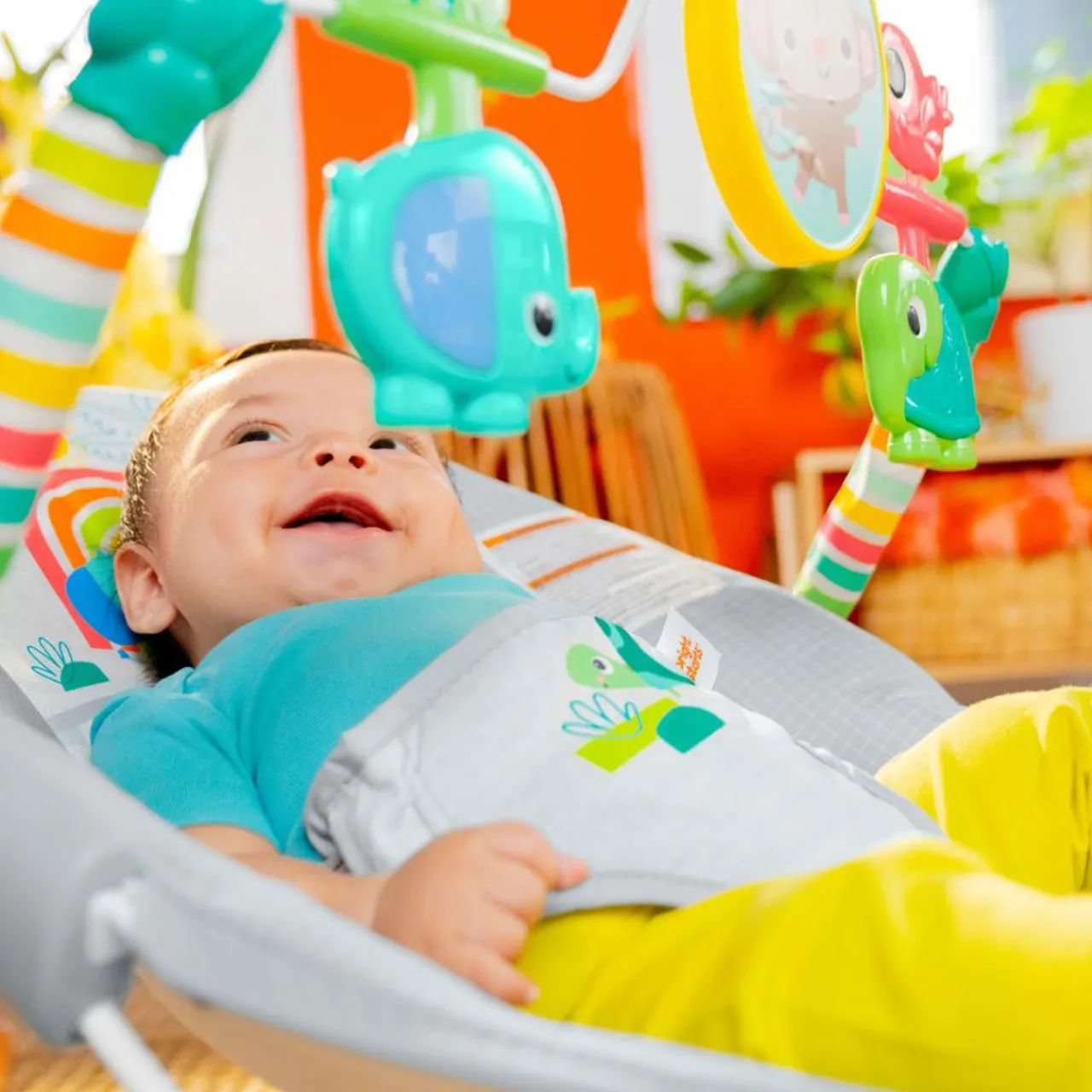 Bright Starts Playful Paradise Vibrating Baby Bouncer Hot