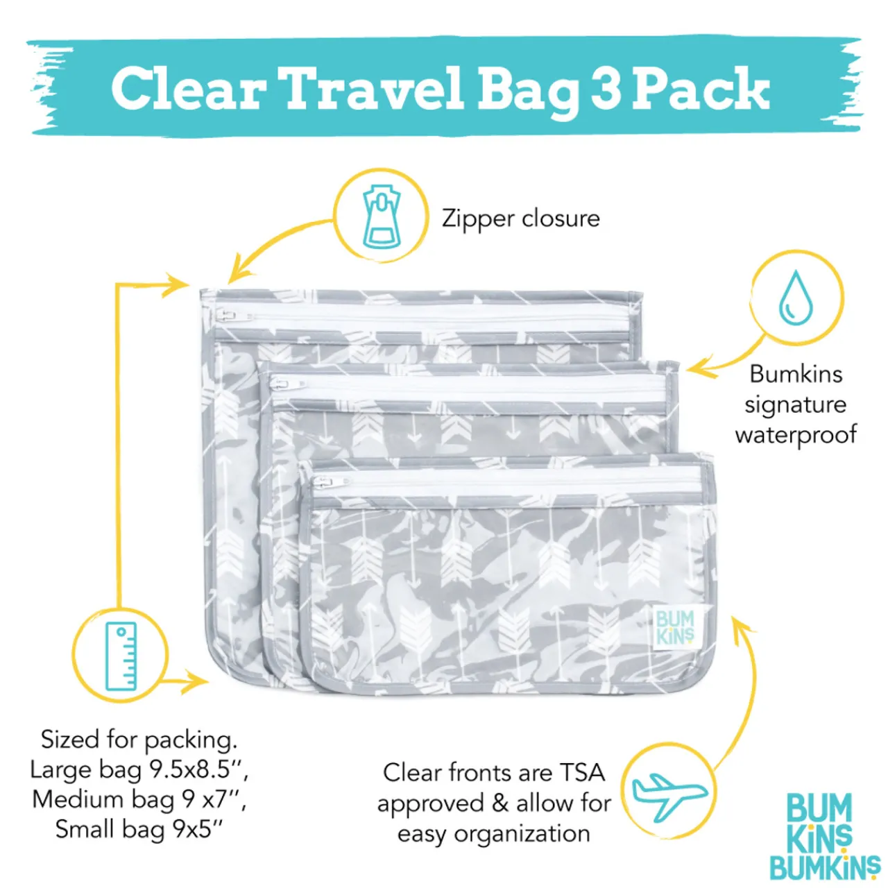 Bumkins Clear Travel Bag 3pk Clearance