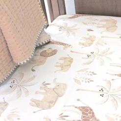 Crane Baby Cot Fitted Sheet - Kendi Collection - 132 x 71cm Kendi Animal New