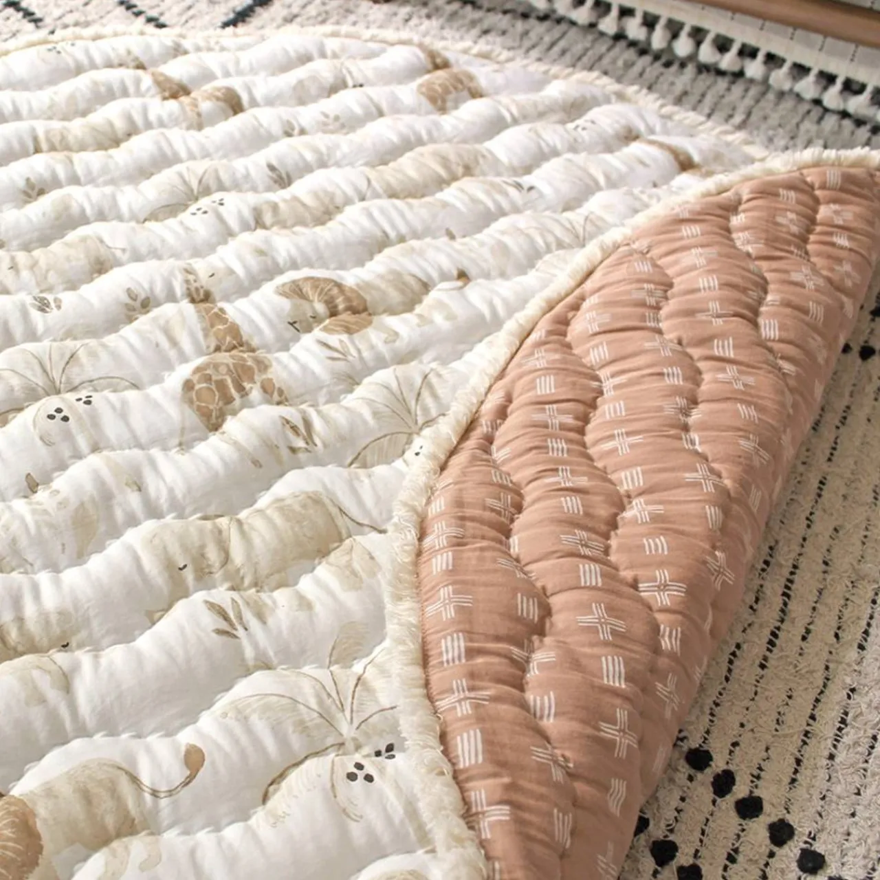 Crane Baby Reversible Quilted Playmat - Kendi Online