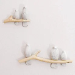 Crane Baby Wooden Perch Wall Decor - 2pc Fashion