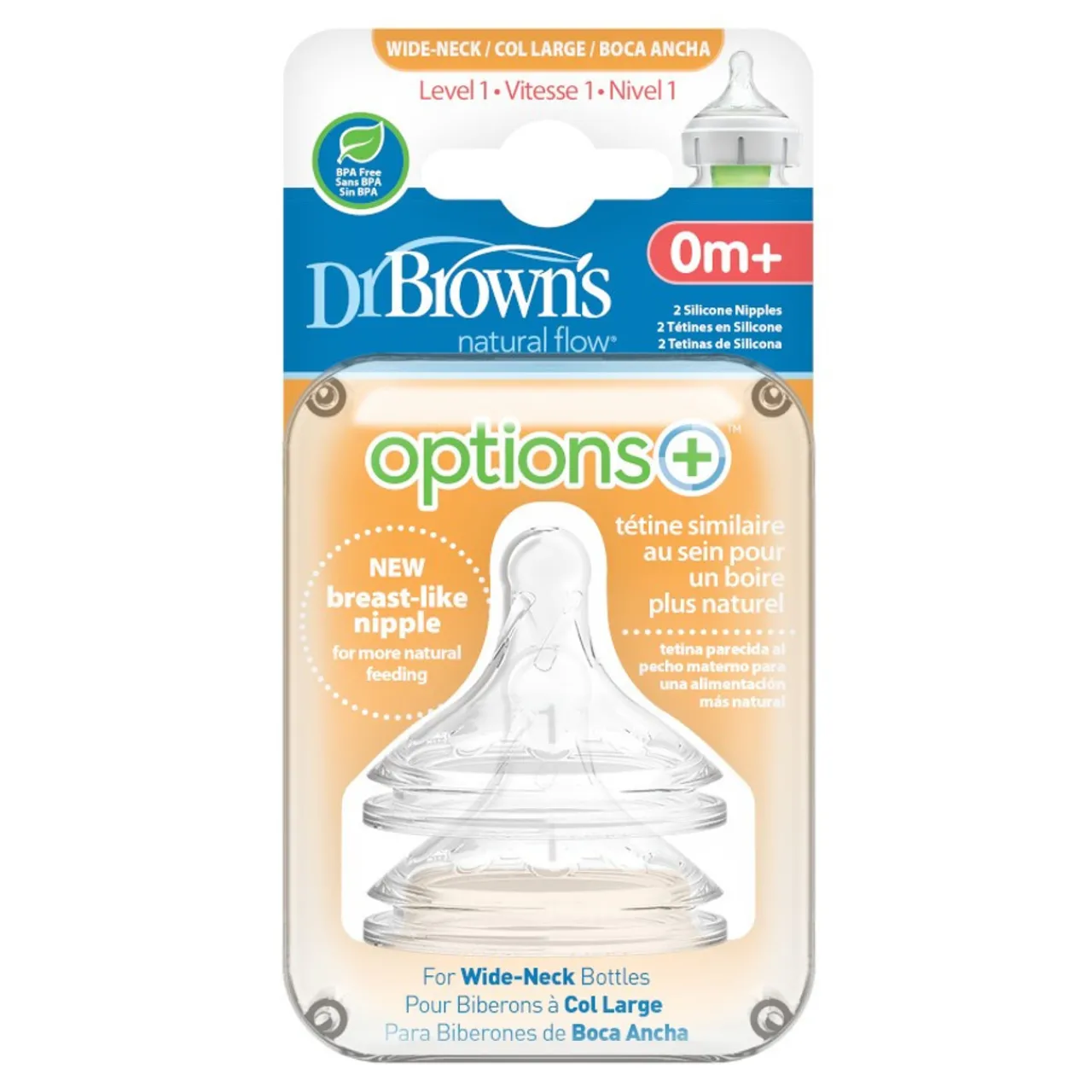 Dr Browns Options+ Wide Neck Silicone Teats 2 pack Outlet
