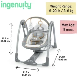 Ingenuity Boutique Collection Swing n Go Portable Swing Bella Teddy Clearance