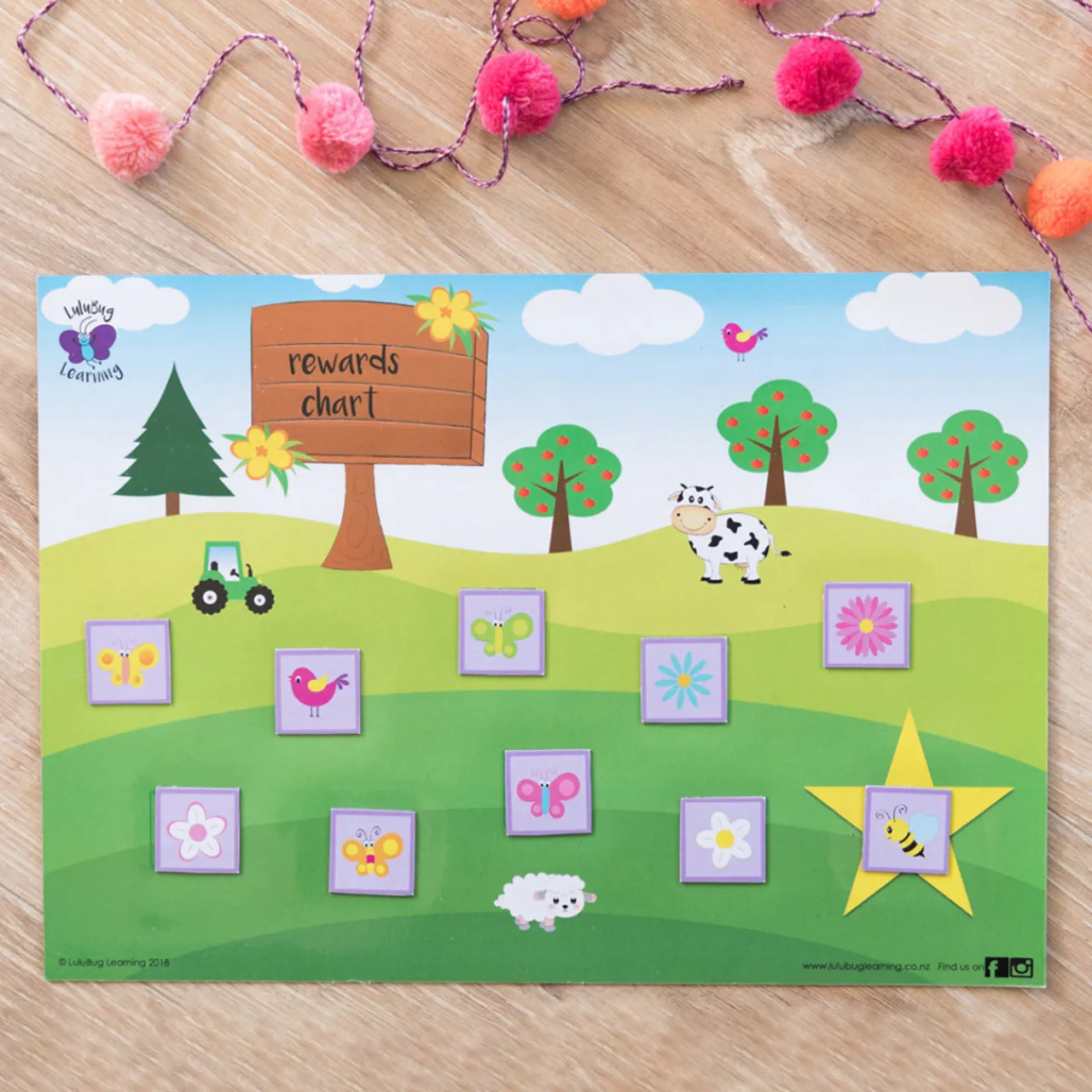 Lulubug Learning Magnetic Rewards Chart with Magnetic Task Cards Butterflies & Birds Discount