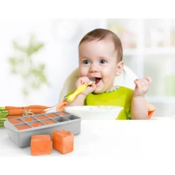 Melii Silicone Baby Food Freezer Tray with Lid - Luxe Luxe Grey Clearance