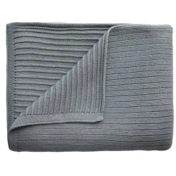 Mushie Ribbed Knitted Blanket - Clearance Grey Melange Online