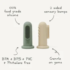 Mushie Silicone Finger Toothbrush 2pk Clearance