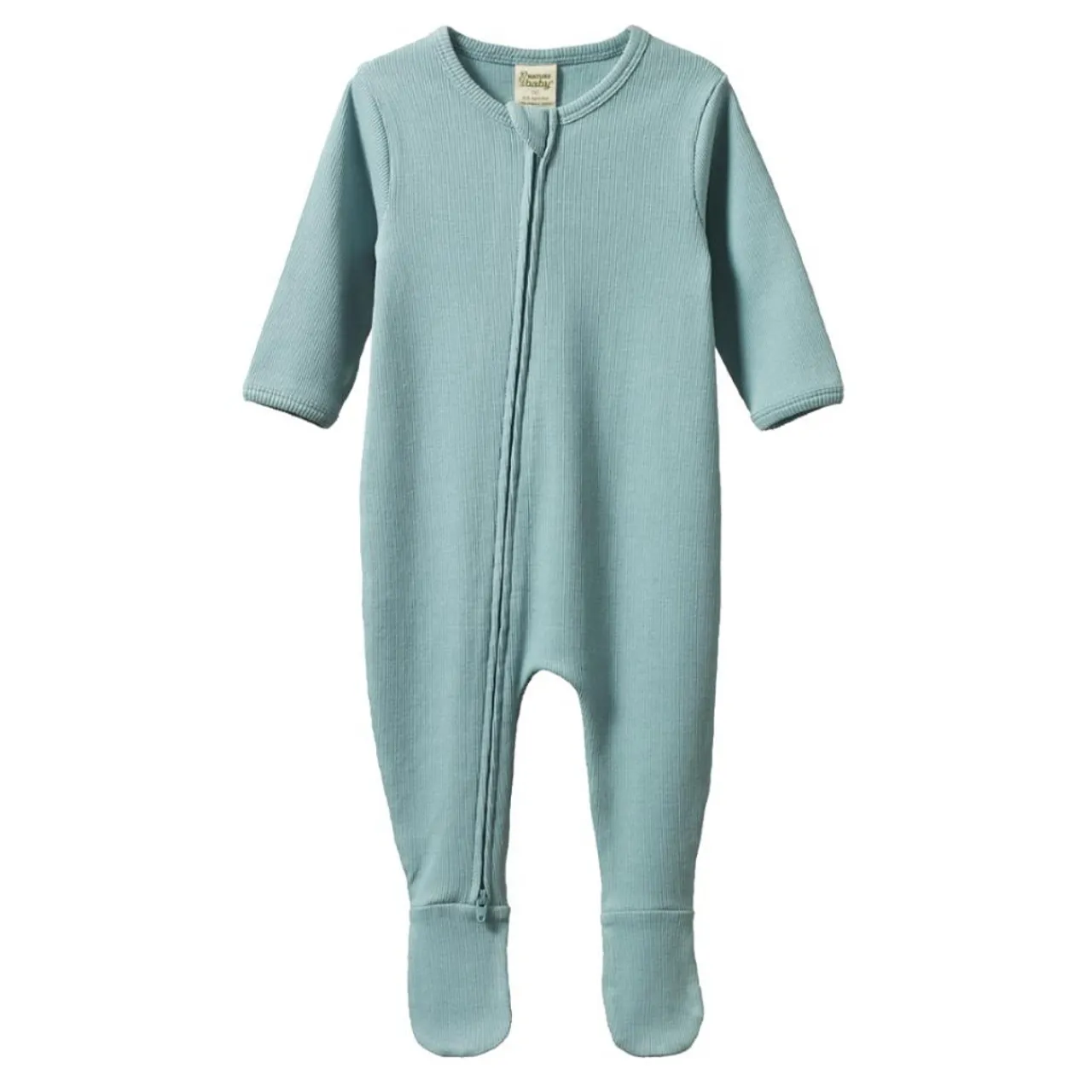 Nature Baby Cotton Rib Dreamlands Zipsuit Powder Blue Outlet