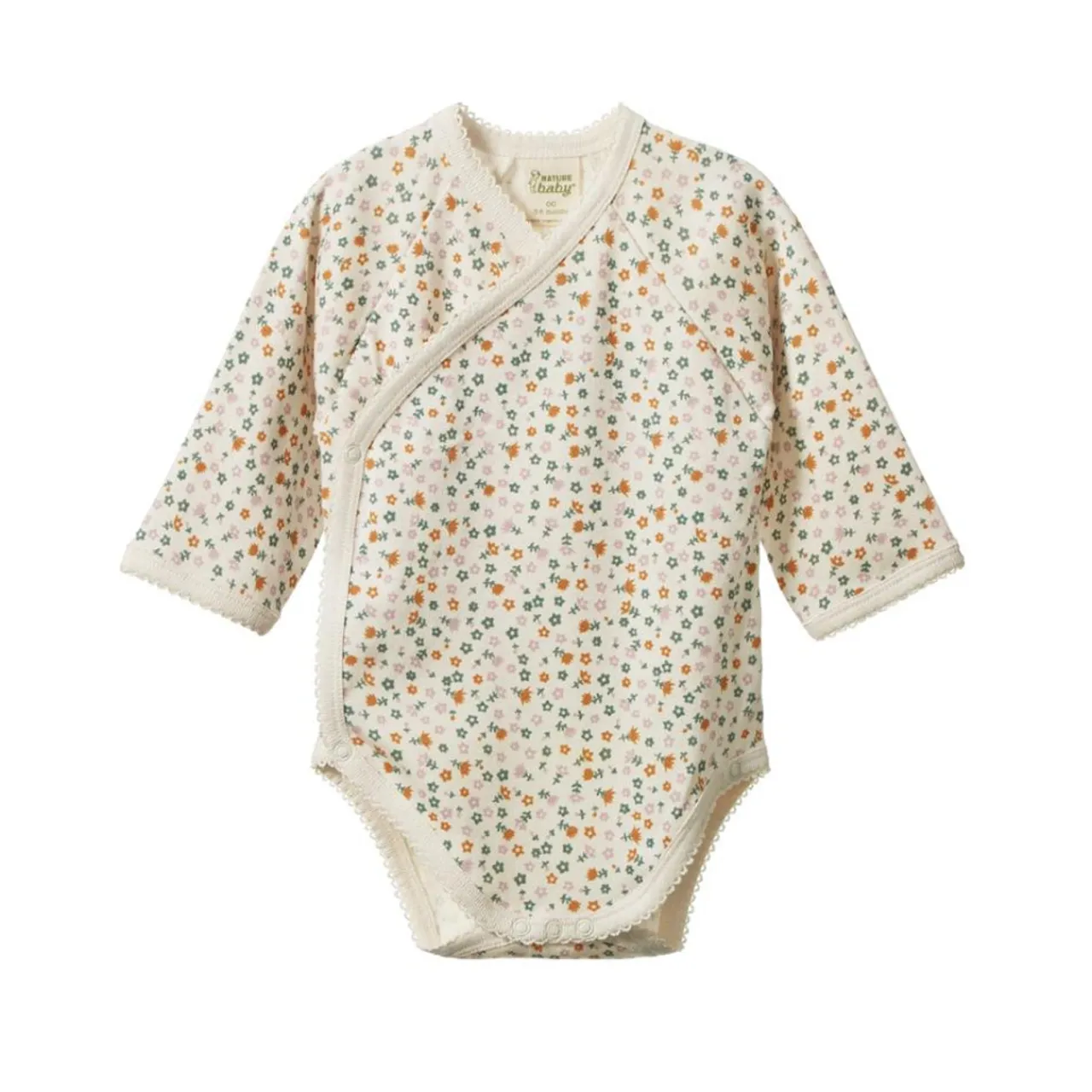 Nature Baby Long Sleeve Cotton Kimono Bodysuit Clearance