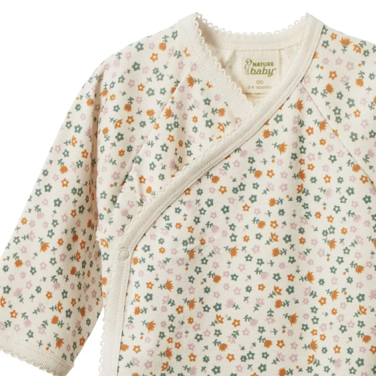 Nature Baby Long Sleeve Cotton Kimono Bodysuit Clearance