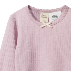 Nature Baby Long Sleeve Merino Pointelle Pyjamas 2pc Lilac Discount