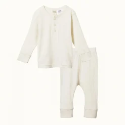 Nature Baby Long Sleeve Pointelle Pyjamas 2pc Natural Outlet