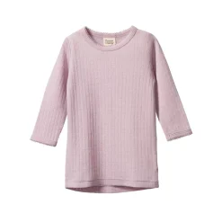 Nature Baby Merino Pointelle Long Sleeve Cloud Tee Lilac Clearance