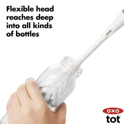 OXO Tot Bottle Brush with Detail Cleaner & Stand Grey Hot