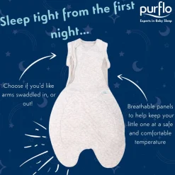 Purflo 2.5 tog Swaddle to Sleep Bag - All Seasons Hot