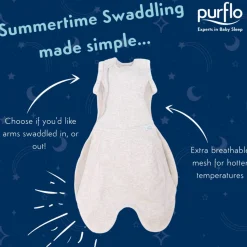Purflo Swaddle to Sleep Bag - Lightweight 0.5 tog Hot
