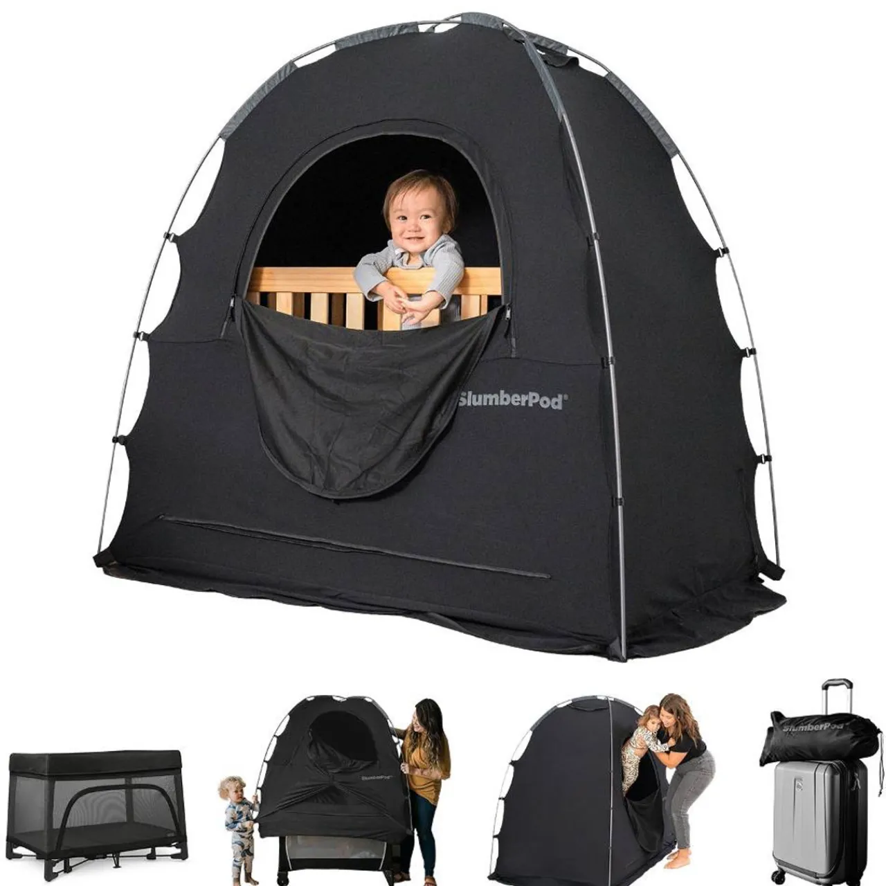 Slumberpod out Sleep Tent for a Travel Cot, Cot or Air Mattress Black Hot