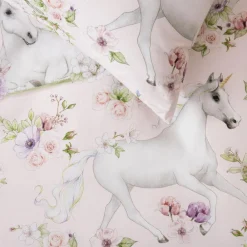 Squiggles Cotton Duvet Cover Set - Unicorn Blossom Best