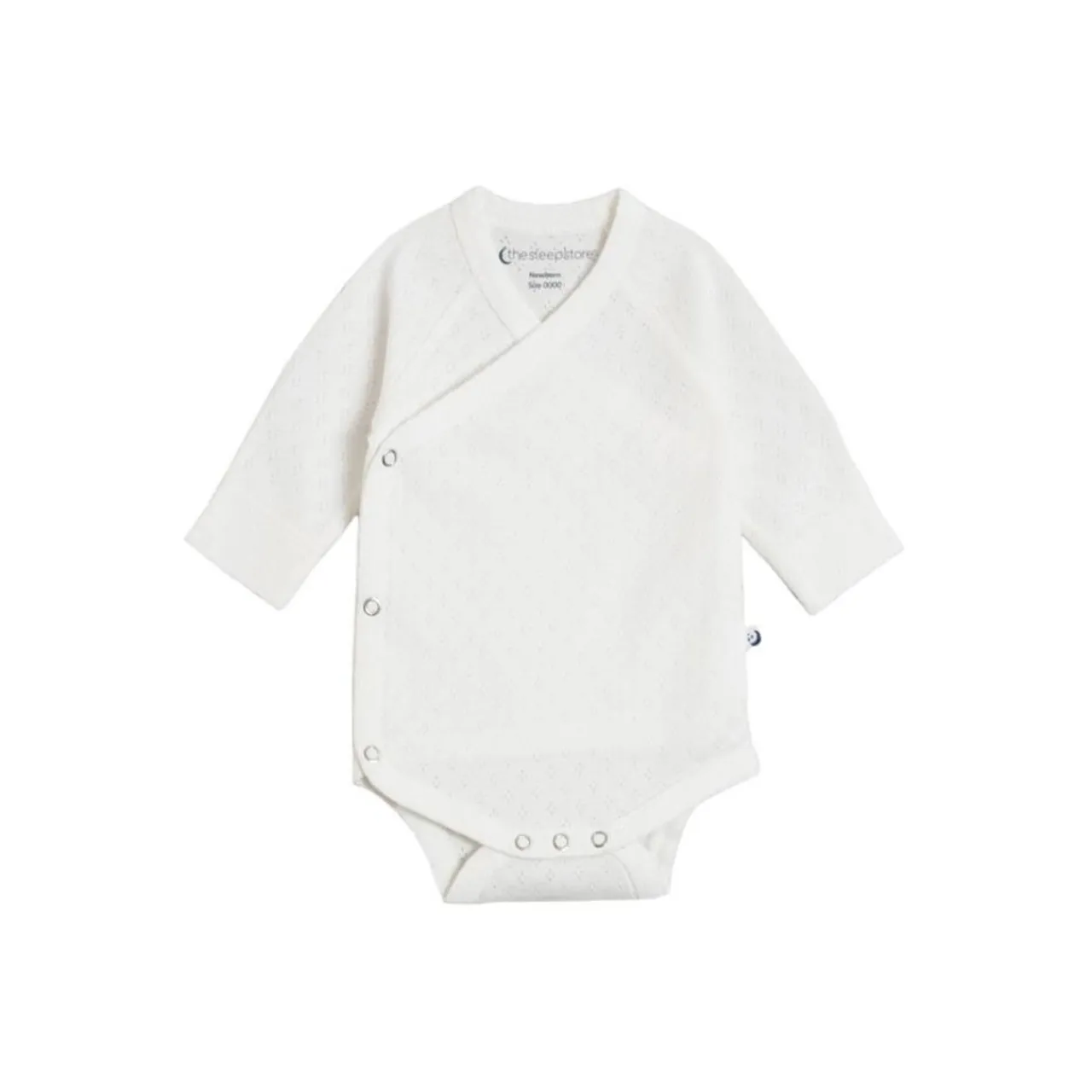The Sleep Store Organic Cotton Pointelle Kimono Long Sleeve Bodysuit Cream Discount