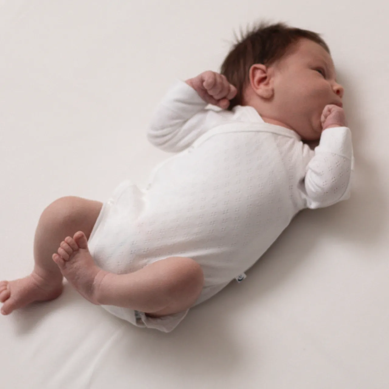 The Sleep Store Organic Cotton Pointelle Kimono Long Sleeve Bodysuit Cream Discount