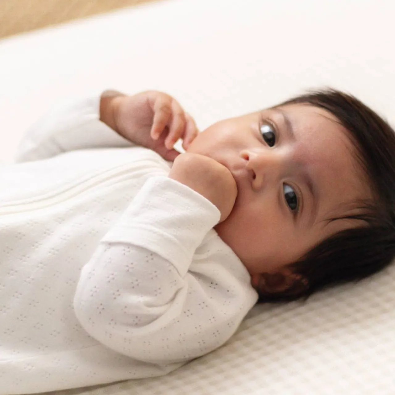 The Sleep Store Organic Cotton Pointelle Footed Zipsuit Cream Online