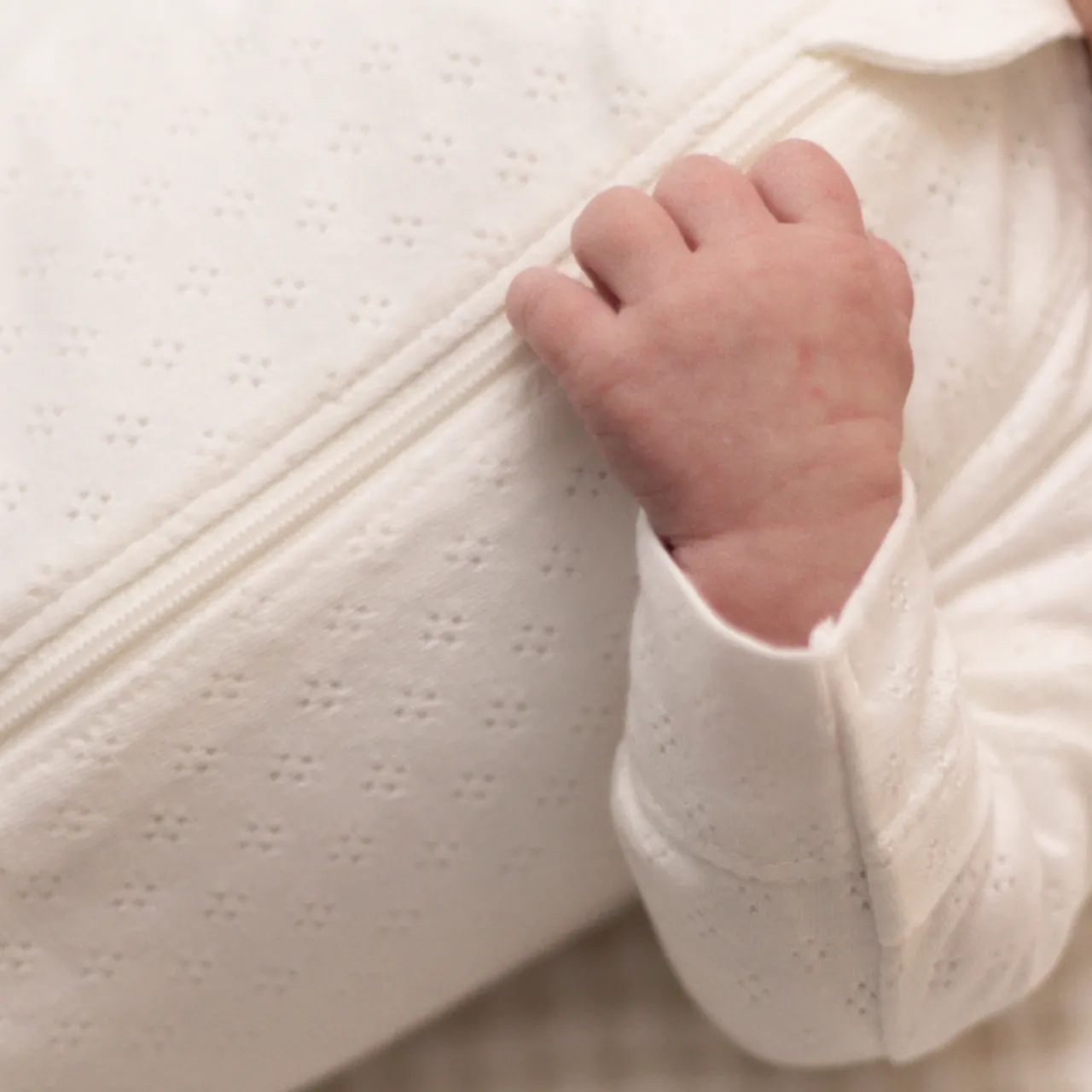 The Sleep Store Organic Cotton Pointelle Footed Zipsuit Cream Online