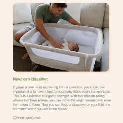 Unilove Hug Me Plus Airflow 3-in-1 Bedside Bassinet with Mosquito Net Denim Blue Outlet