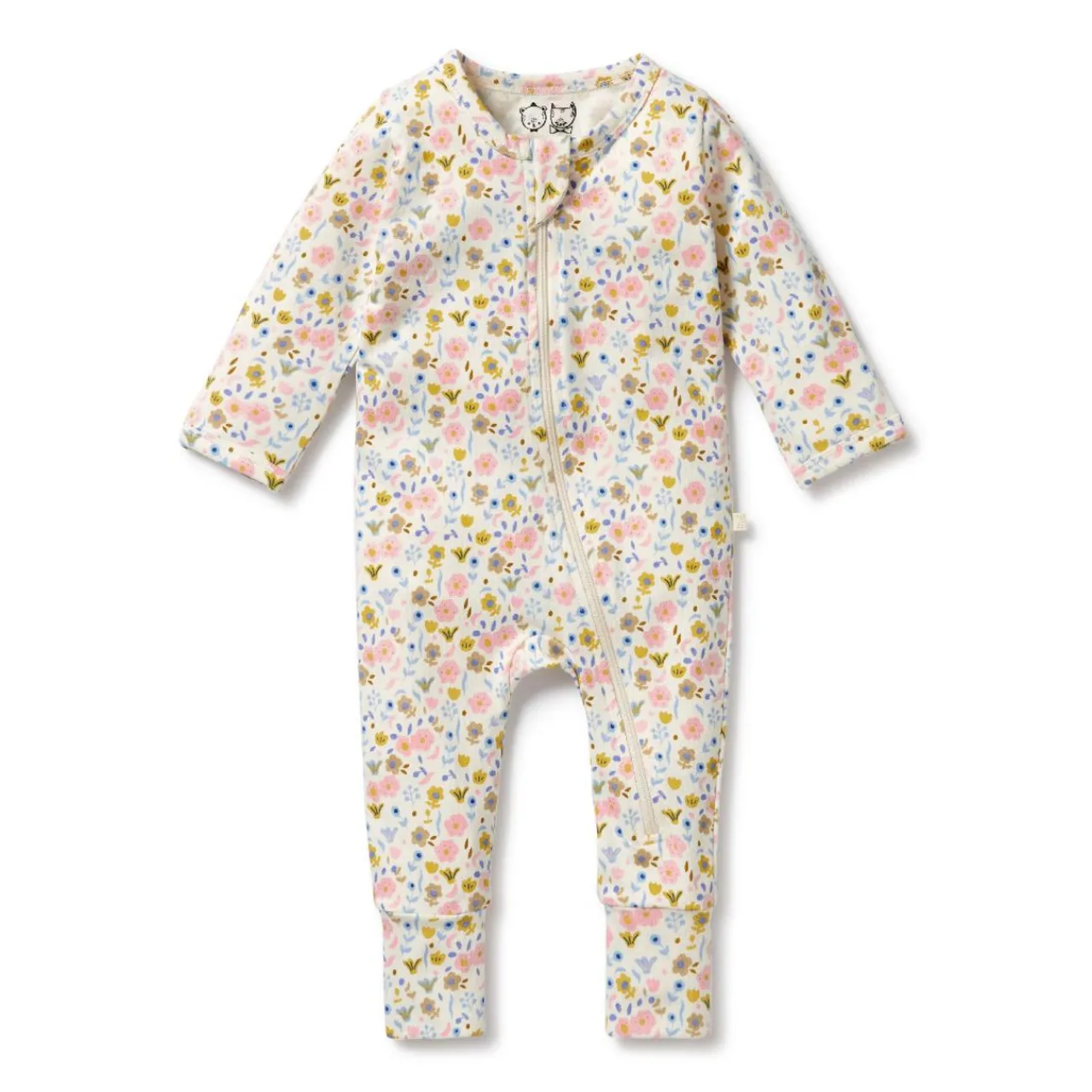 Wilson + Frenchy Long Sleeve Organic Zipsuit with feet Hot