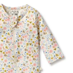 Wilson + Frenchy Long Sleeve Organic Zipsuit with feet Hot