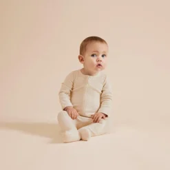 Wilson + Frenchy Wilson & Frenchy Organic Stripe Rib Zipsuit with Feet Online