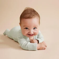 Wilson + Frenchy Wilson & Frenchy Organic Stripe Rib Zipsuit with Feet Online